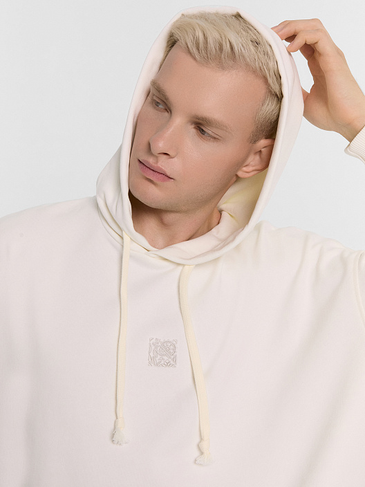 Худи мужское в светло-молочном цвете - 5