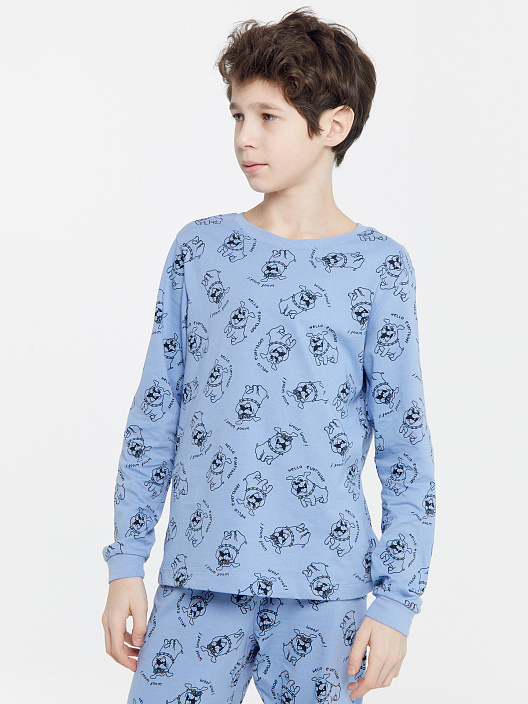 Комплект для мальчиков голубой с узором собачек - 4