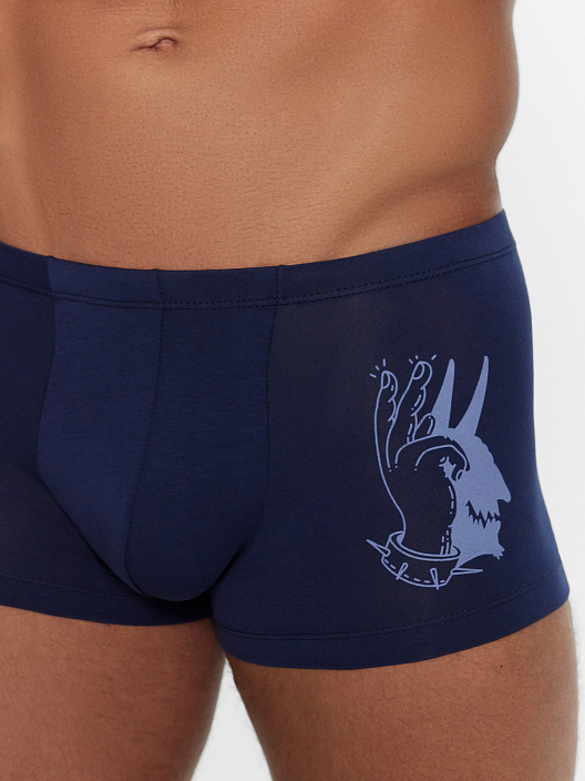 Трусы мужские боксеры темно-синие с печатью - 3