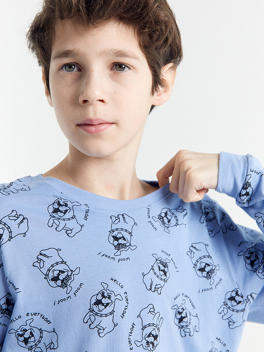Комплект для мальчиков голубой с узором собачек - 6