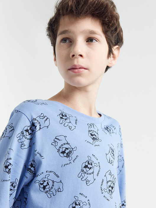 Комплект для мальчиков голубой с узором собачек - 5