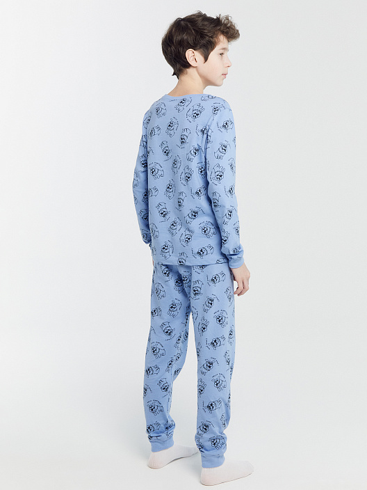 Комплект для мальчиков голубой с узором собачек - 3